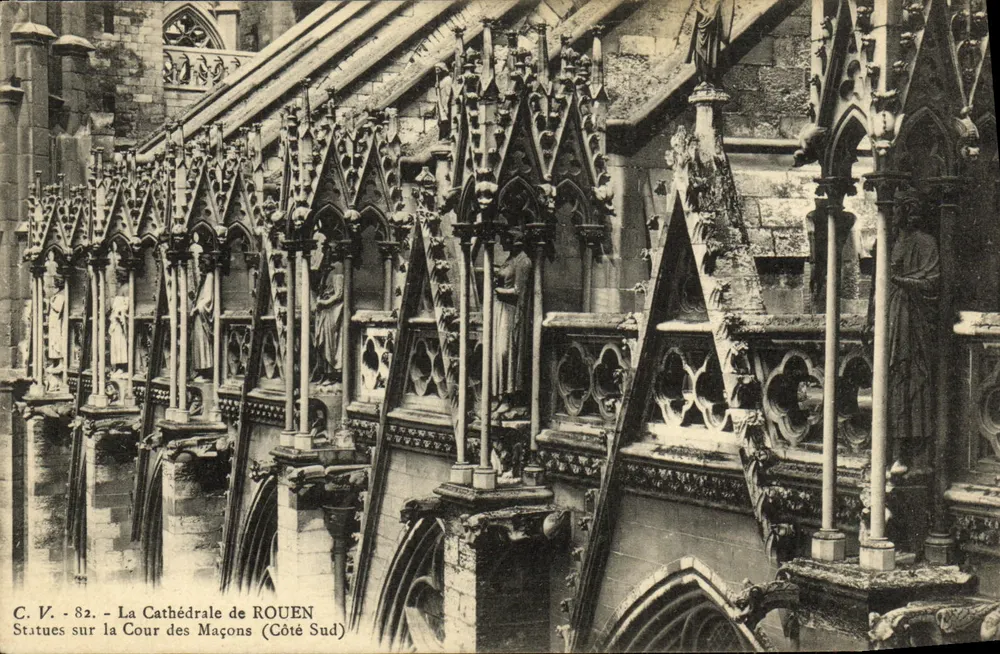 Kathedrale von Rouen — Statuen auf der Cour des Maçons (Südseite) — C.V. n°82 - Vorderseite