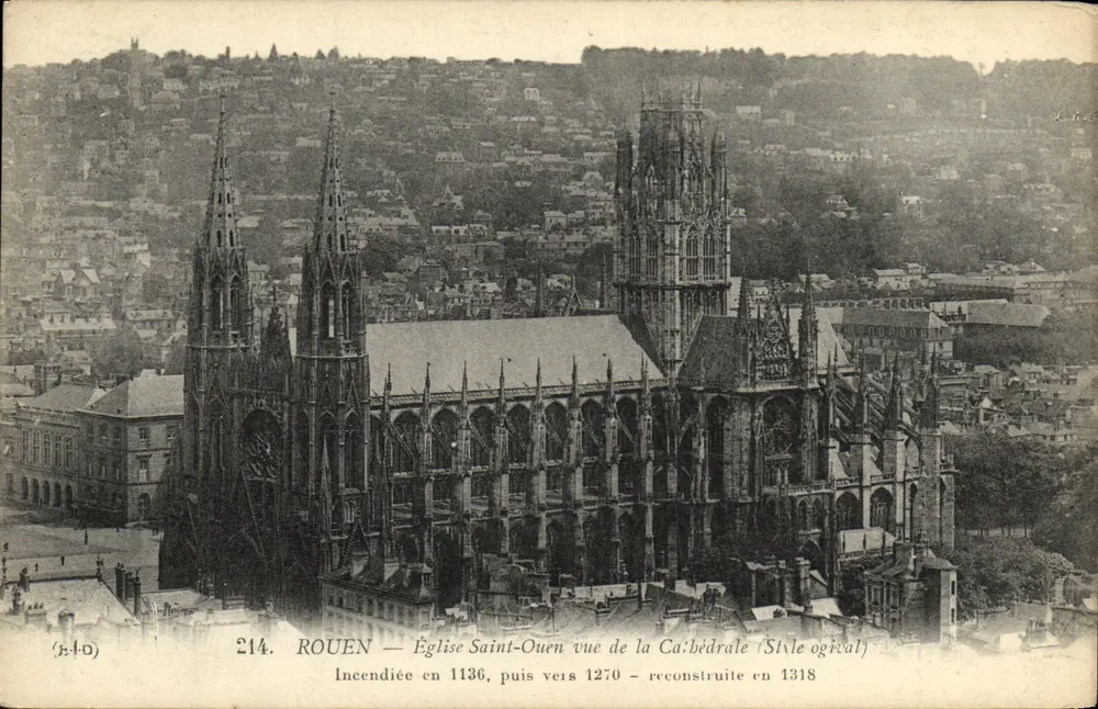 Rouen — Kirche Saint-Ouen Blick von der Kathedrale (Spitzbogenstil) - Vorderseite