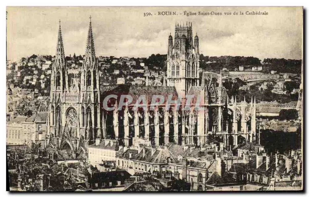 Rouen - Kirche Saint-Ouen von der Kathedrale aus gesehen — Karten "La Cigogne" - Vorderseite