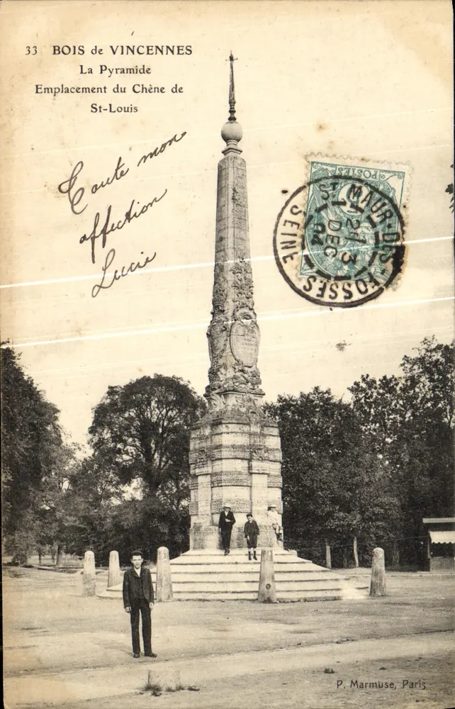 Bois de Vincennes — Die Pyramide, Standort des St.-Louis-Baumes — P. Marmuse, Paris, n°33 - Vorderseite