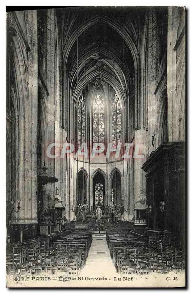 Paris — Igreja de São Gervásio — A Nave — C.M. n°412 - Frente