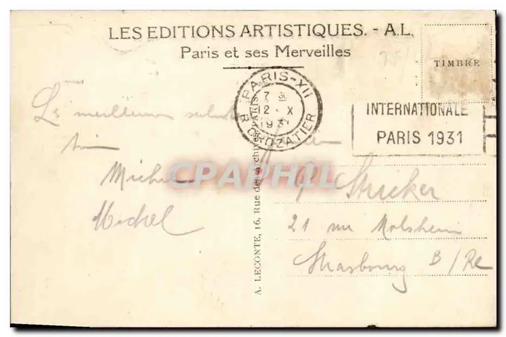 Paris - Avenue de l'Opéra — Opera Avenue — A.L. - Verso
