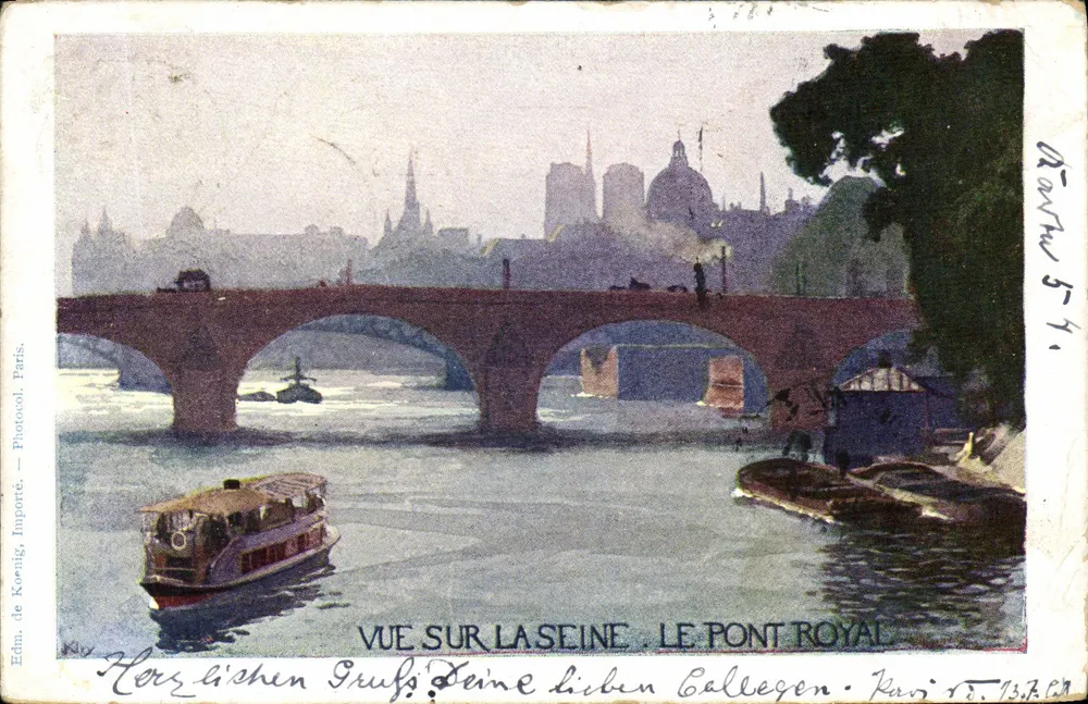 Vue sobre a Seine. O Ponte Real — Éd. de Koenig, Paris — N° 54 - Frente
