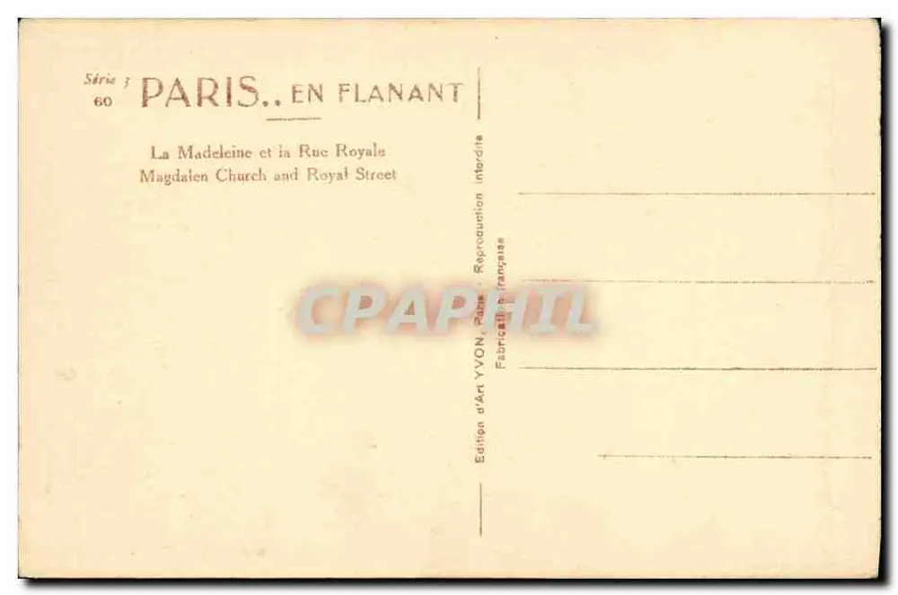Der Panthéon — Paris — Kunstausgabe YVON - Rückseite