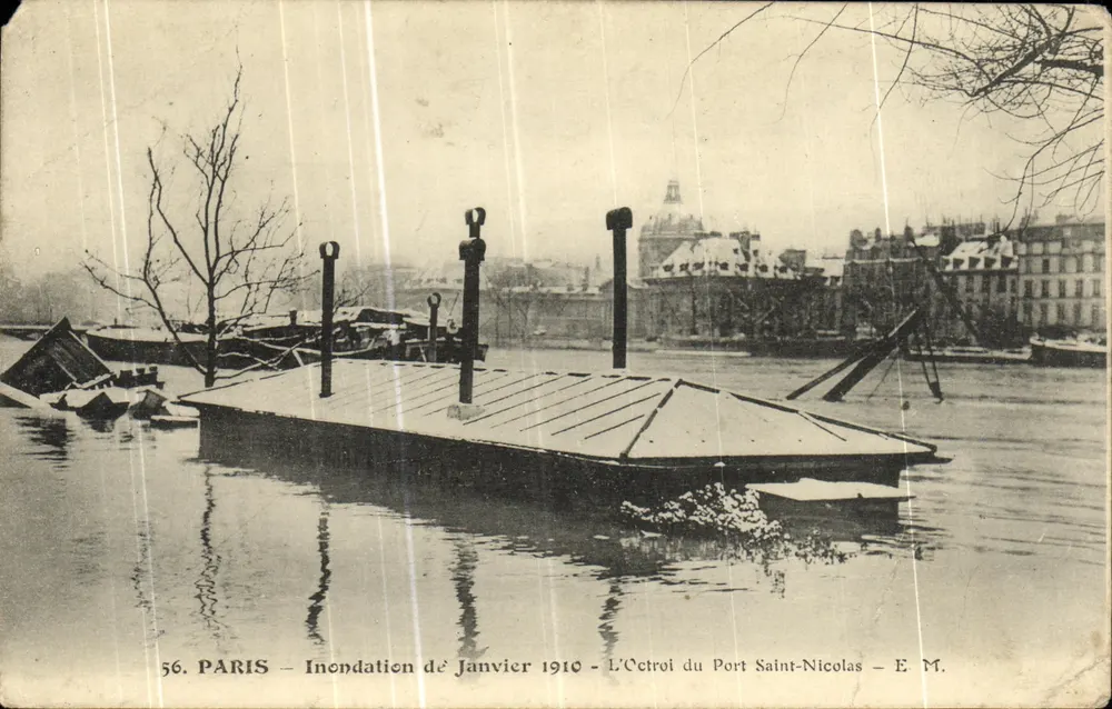 PARIS — Überschwemmung im Januar 1910 — Der Zoll am Port Saint-Nicolas — E. M. - Vorderseite