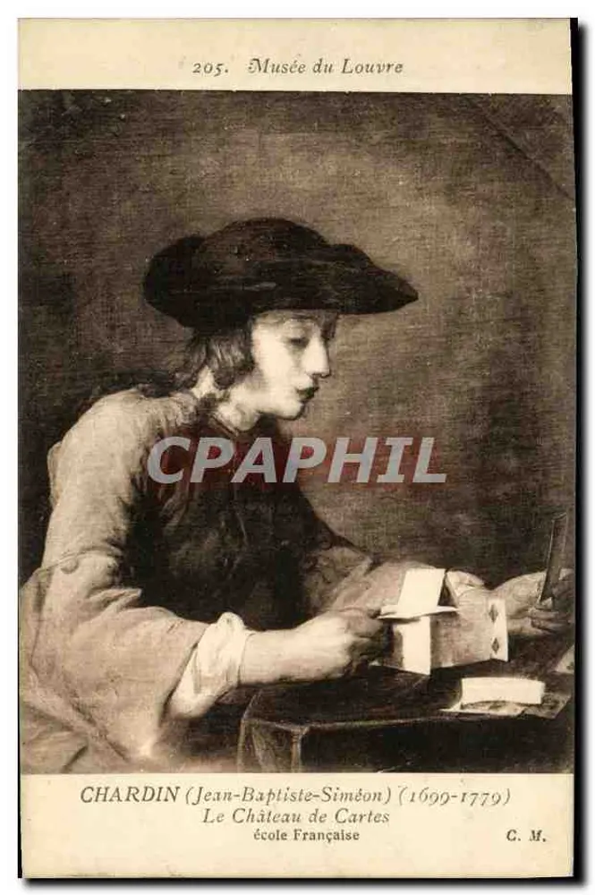 Chardin (Jean-Baptiste-Siméon) — O Castelo de Cartas — Museu do Louvre — C.M. n°205 - Frente