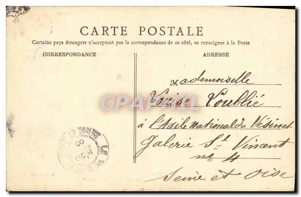 Schloss Vincennes — La Porte du Gouverneur — B.F. PARIS - Rückseite