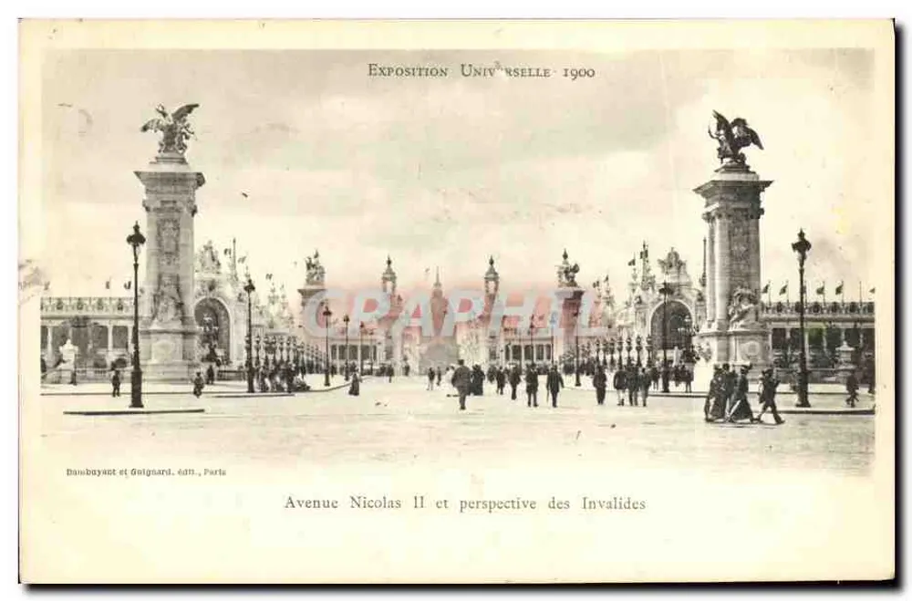Avenue Nicolas II und Blick auf die Invaliden — Weltausstellung 1900 — Damboyant und Guignard, Verlag, Paris - Vorderseite