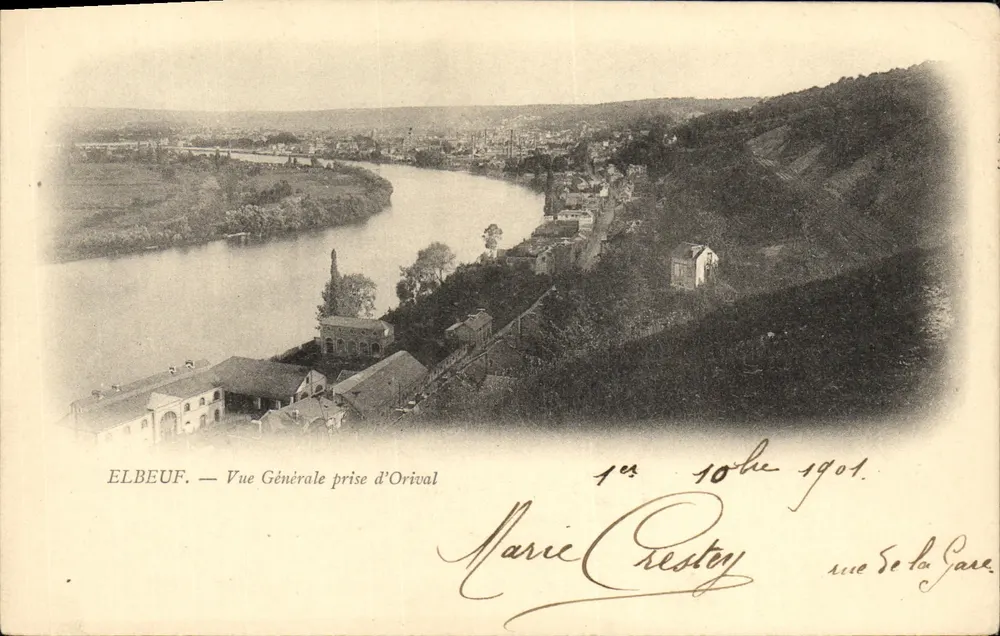 Elbeuf — Vista Geral tirada de Orival — Marie Crestey, rue de la Gare - Frente