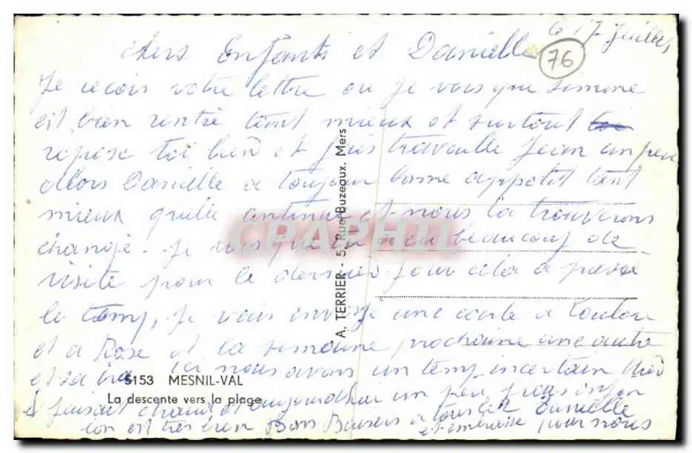 प्लेज़ के लिए डेस्केंस — मेसन-वाल — ए. टेरियर, 5 रू बुज़िएक्स - पीछे