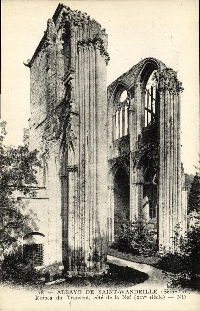 Ruinen des Transeptes, Seite der Kirche — Abtei Saint-Wandrille (Seine-Inf.) — ND - Vorderseite