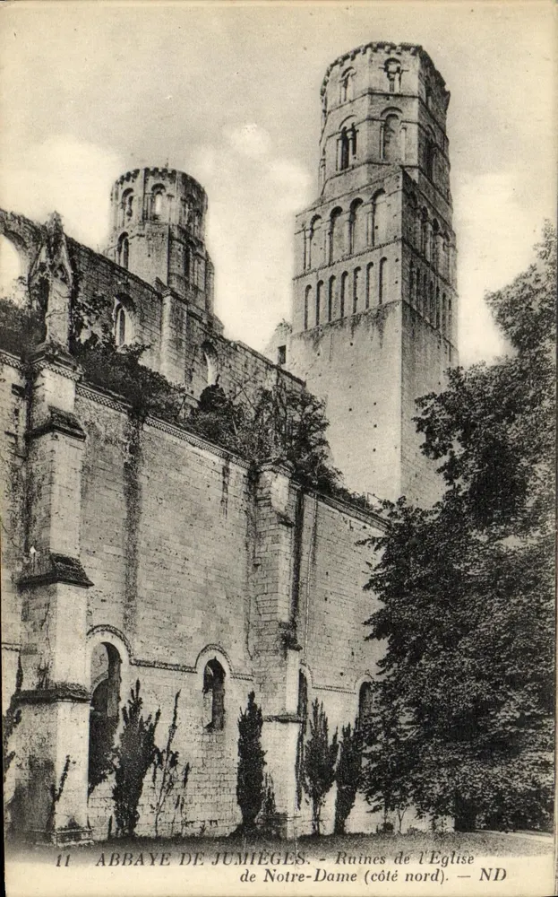 Abtei Jumièges — Ruinen der Kirche Notre-Dame (Nordseite) — ND - Vorderseite