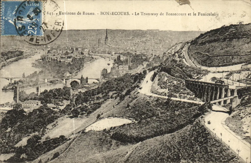 Um Rouen - Bonsecours - Der Bonsecours Tramway und der Funicular - Vorderseite