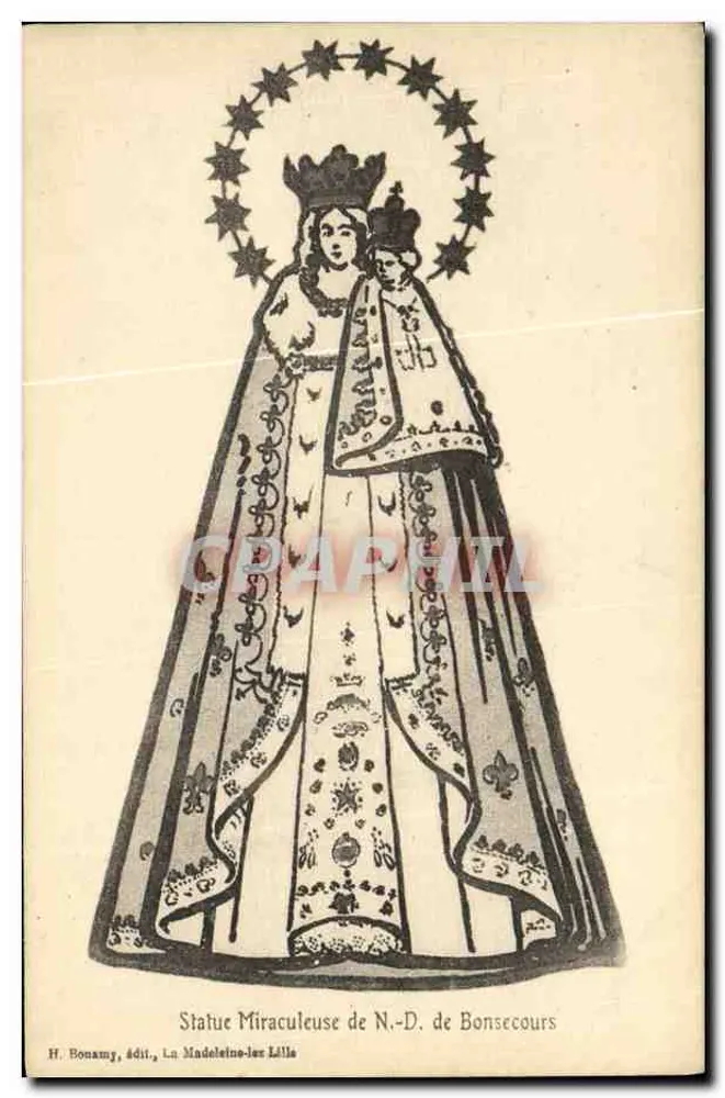 Estátua Milagrosa da Nossa Senhora de Bonsecours — H. Bonamy, editor, La Madeleine-les-Lilles - Frente