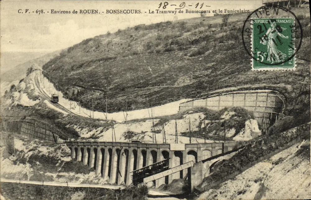 Entornos de ROUEN - BONSECOURS - El Tramway de Bonsecours y el Funicular - C.V. - 678 - Anverso