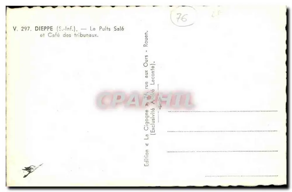 Café des Tribunaux — Dieppe (S.-Inf.) — Edition La Cigogne - Rückseite