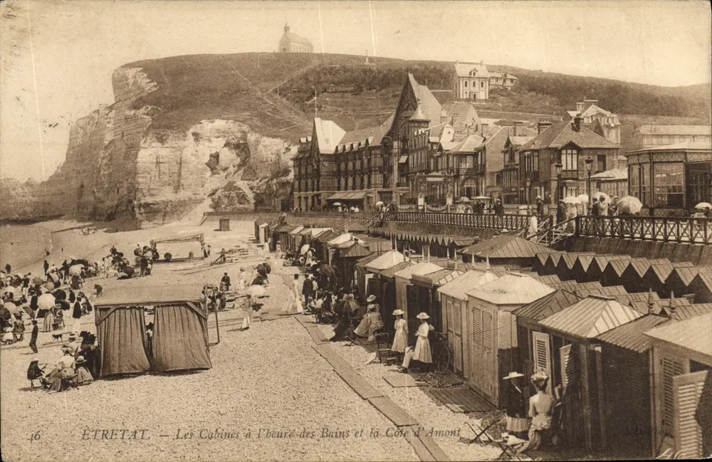 ÉTRETAT — Die Kabinen zur Badezeit und die Côte d'Amont — n°16 - Vorderseite
