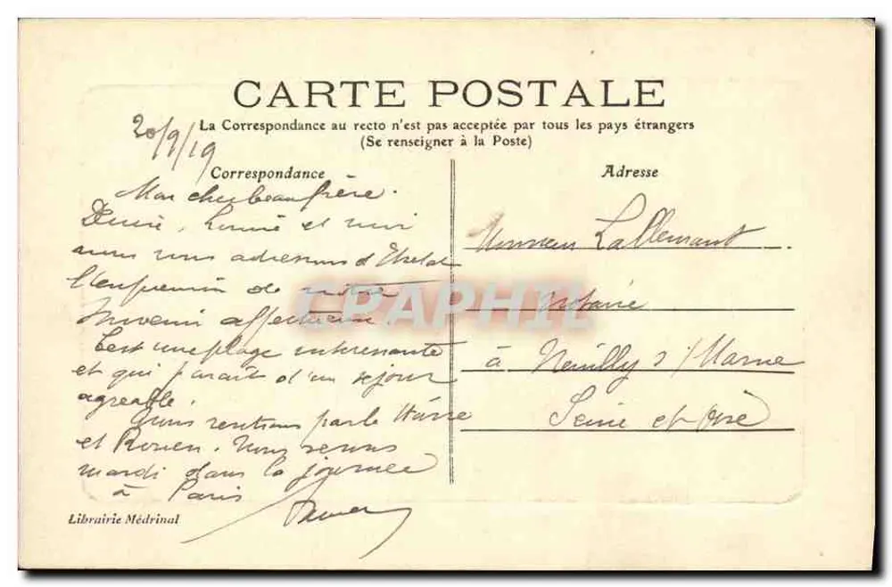 Etretat — A Praia — Livraria Médérinal - Verso