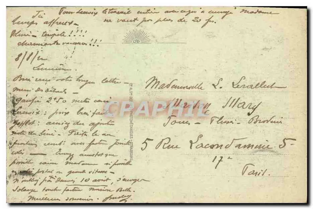 Trouville - Rue de Paris — vue de la rue avec commerces et passants — éditeur CAP. n° 115 - Verso
