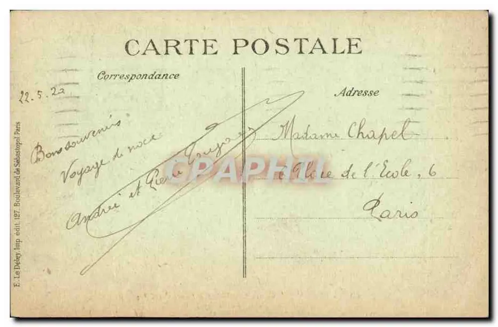 SAINT-ADRESSE — Kapelle Notre-Dame des Flots — E. Le Dœky, Verlag 1927 - Rückseite