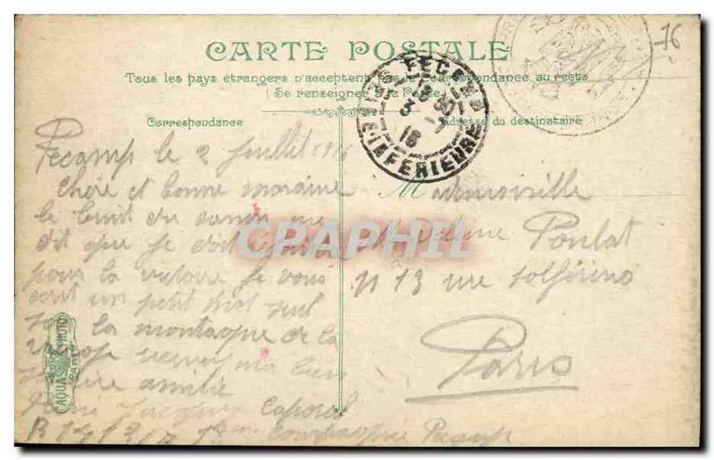 Fécamp. Vista tirada de São Etienne — editor anônimo, n° 2336 - Verso