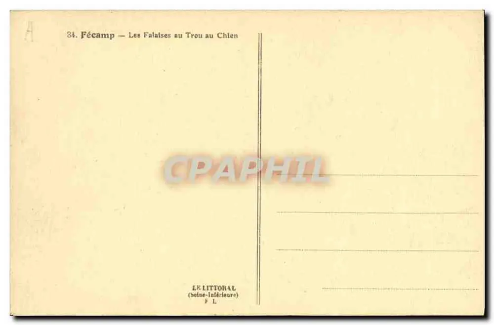 Fécamp — Die Klippen bei Trou au Chien — LE LITTORAL (Seine-Inférieure) - Rückseite