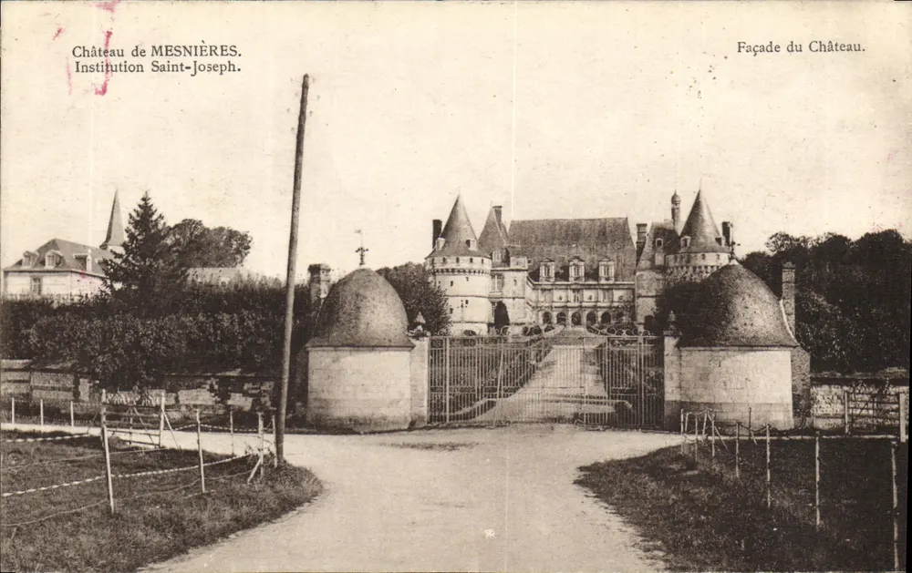 Château de Mesnières — Fassade des Schlosses — Phototypie J. Bienaimé, Reims - Vorderseite
