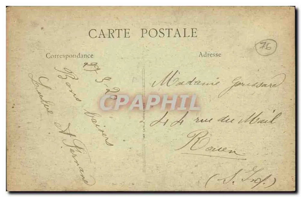 Crasville-la-Roquefort (S.-Inf.) — Le Château (la façade) — Éditeur : Fontaine (impression sur la carte) - Verso