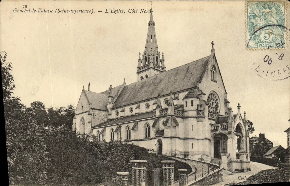 Gruchet-le-Valasse (Seine-inférieure) — Die Kirche, Nordseite — Sammlung - Vorderseite