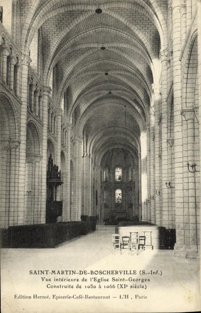 Saint-Martin-de-Boscherville — Innenansicht der Kirche Saint-Georges — Edition Hermé, Lebensmittel-Café-Restaurant, Paris - Vorderseite
