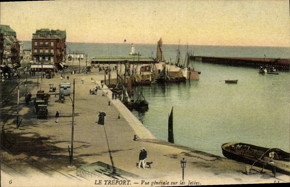 Le Tréport — Vista geral das docas — Editor L. L. n°6 - Frente