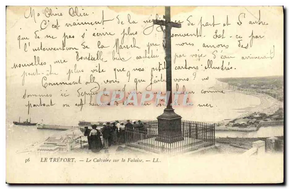 Le Tréport — Der Calvaire auf der Klippe — LL. n°36 - Vorderseite