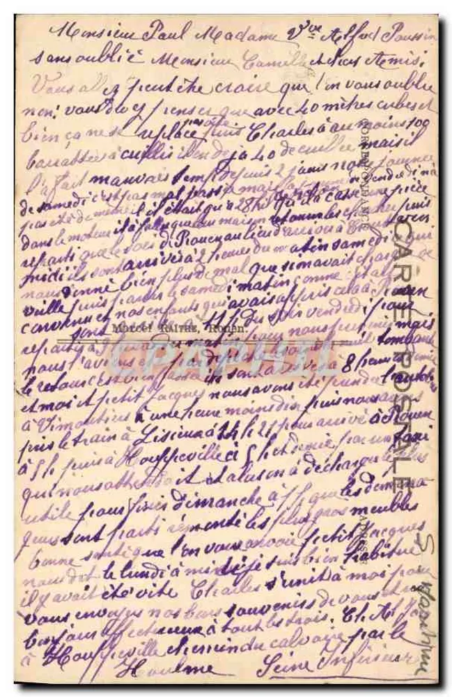 Houppeville — A Prefeitura e a Escola Municipal — Edit. Vve Cordier - Tabacs-Restaurant - Verso