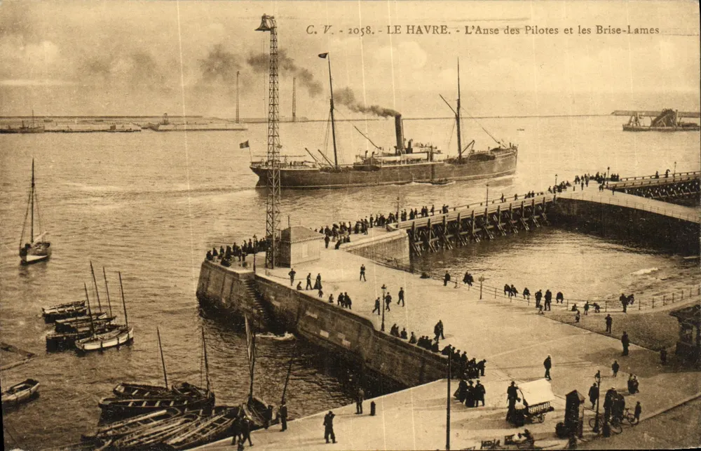 Le Havre - Der Pilotenpunkt und die Brecher — Antike Ansichtskarte n°2058 - Vorderseite