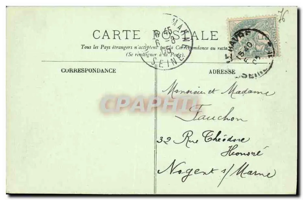 Le Havre — A Ponte — LL. — Raplaÿ - Verso