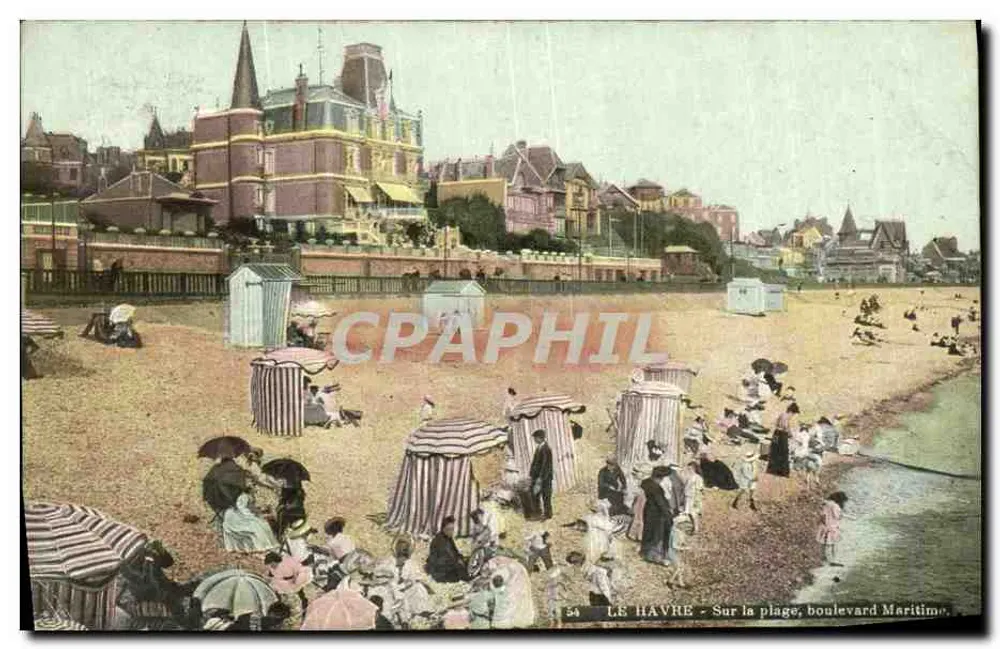 Le Havre — Sulla spiaggia, boulevard Maritime — L. V. & Cie - Recto
