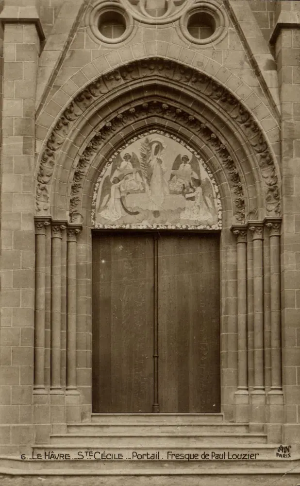 Le Havre — Kirche Sainte-Cécile — Portal mit Fresko von Paul Louzier - Vorderseite