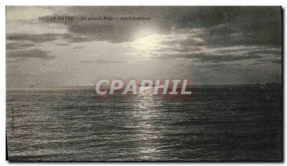 Le Havre — Ansicht des großen Hafens — Sonnenuntergang — Verlag C. G. P. (Nr. 343) - Vorderseite