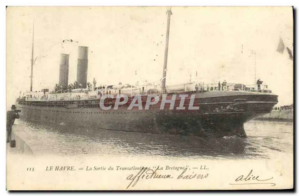 Le Havre — Die Abfahrt des Transatlantikers 'La Bretagne' — LL. n°113 - Vorderseite