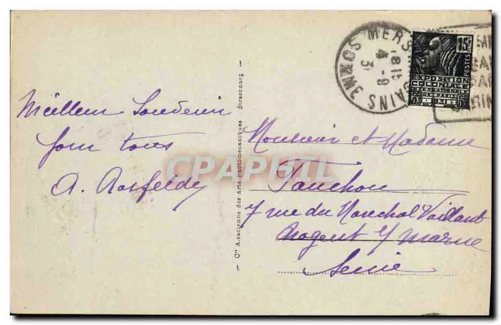 Le Tréport — Quai de la République und der Pont Tournant (geschlossen) — Verlag: C° Association des Arts Photomécaniques, n° 85 - Rückseite