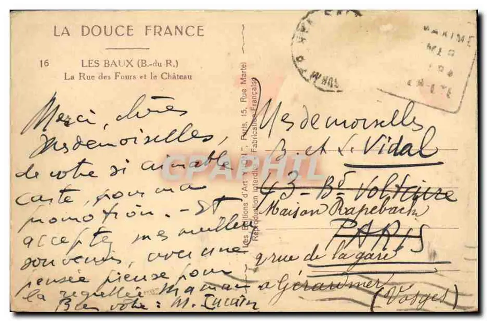 Les Baux-de-Provence — Rue des Fours und das Schloss — Verlag: Les Éditions d'Art 'La Douce France' - Rückseite