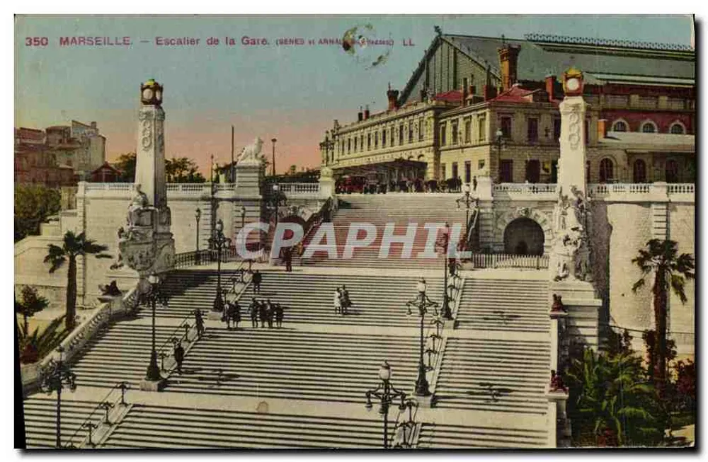 Marselha — Escada da Estação — Génés e Arnac (editores) LL n°350 - Frente
