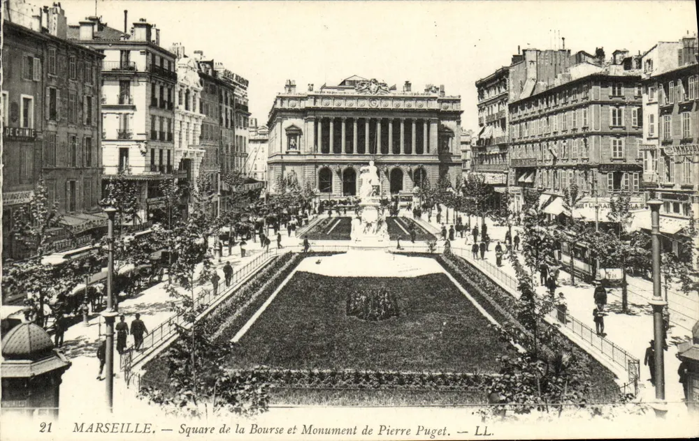 Marsella — Plaza de la Borsa y Monumento de Pierre Puget — LL. n°21 - Anverso
