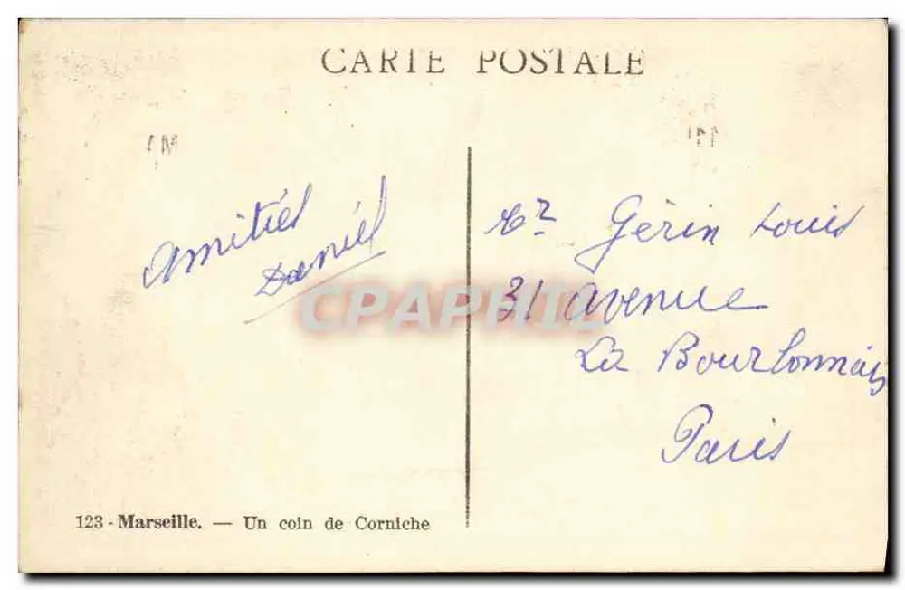 Marseille — Un coin de Corniche — éditeur Cinzarc - Verso