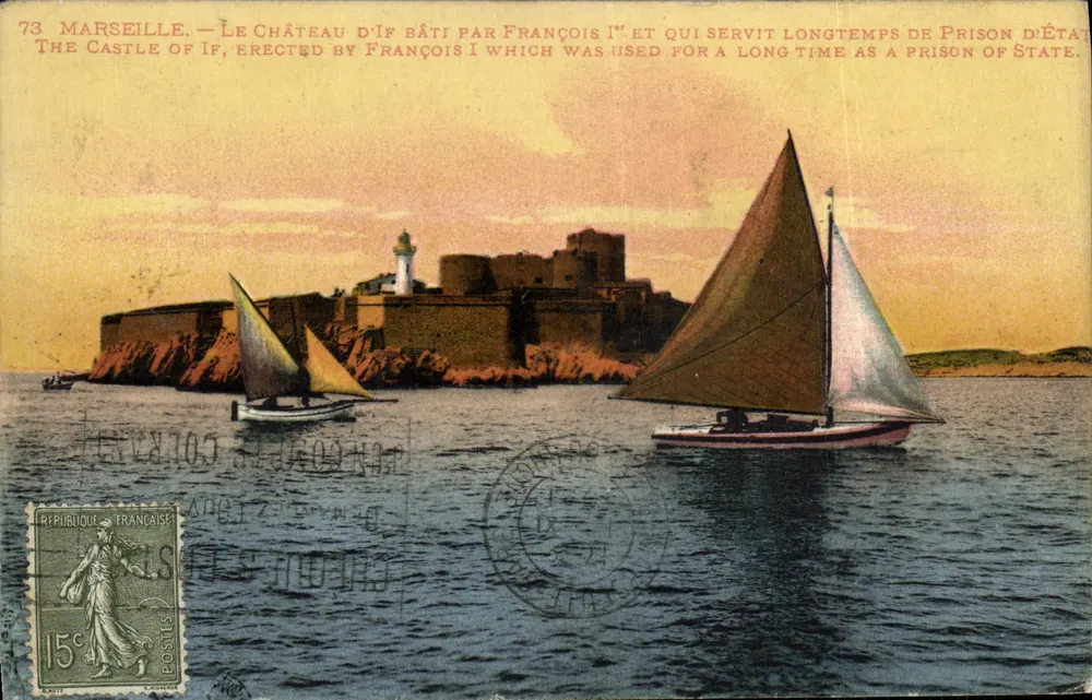 Marselha — O Castelo de If construído por Francisco I e que serviu por muito tempo como prisão de Estado — Imp. Lévy Fils & Cie, Paris - Frente