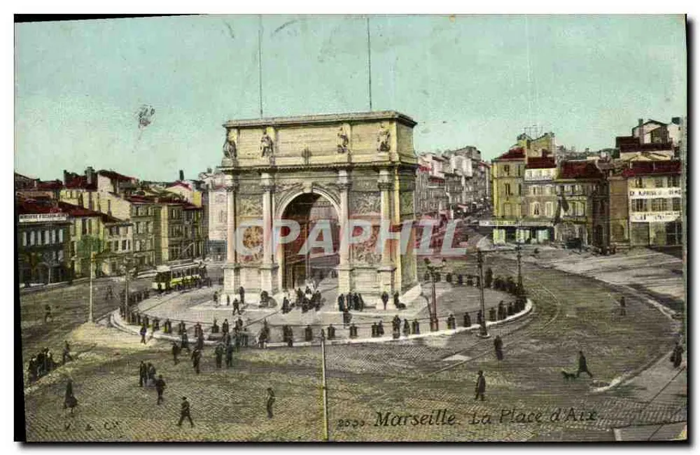 Marselha. A Praça das Armas — Arco do Triunfo — editor V. & Co. n° 2853 - Frente