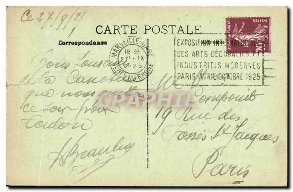 Marseille — A Corniche, Anse de Maldormé — Editor não identificado, n° de série não visível - Verso