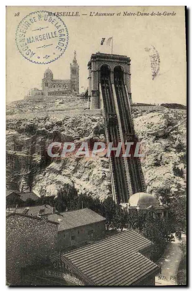 Marseille — Der Aufzug und Notre-Dame-de-la-Garde — Verlag N.D. de la Garde, n°28 - Vorderseite