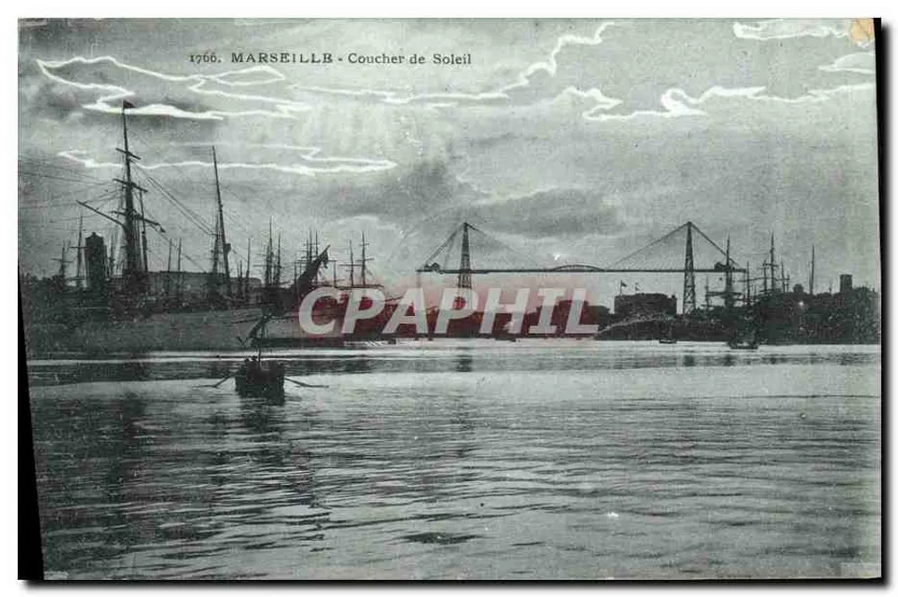 Marselha - Pôr do Sol — Bilhete postal antigo n°1766, editor desconhecido - Frente