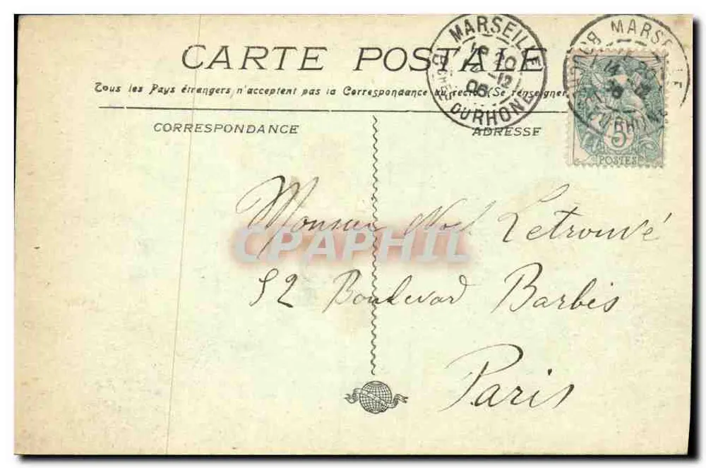 Marselha - Pôr do Sol — Bilhete postal antigo n°1766, editor desconhecido - Verso